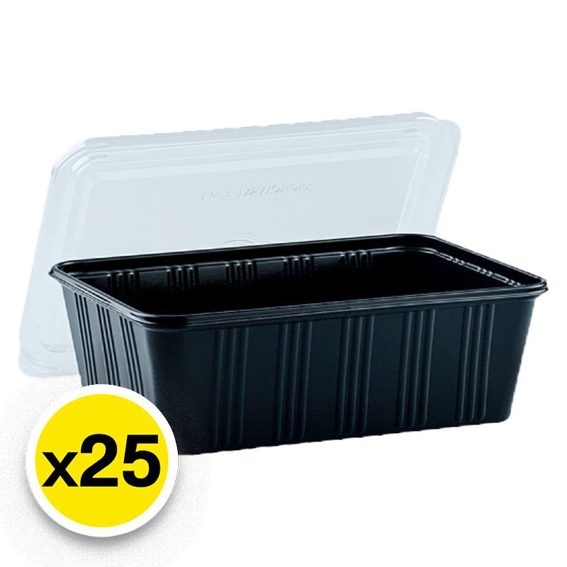 เอโร่ กล่องอาหารพลาสติก พีพี สีดํา 750 มล. x 25