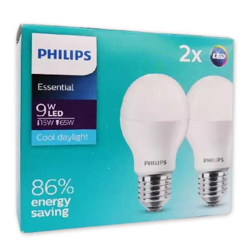 ฟิลิปส์ หลอดไฟ LED ขั้ว E27 9 วัตต์ รุ่น Essential แสงขาว 2 ชิ้น