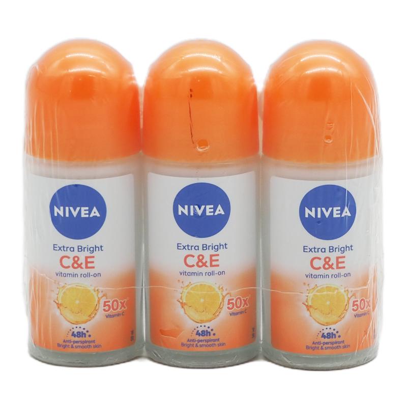 NIVEA Extra White C&E Roll-On 50 ml x 3