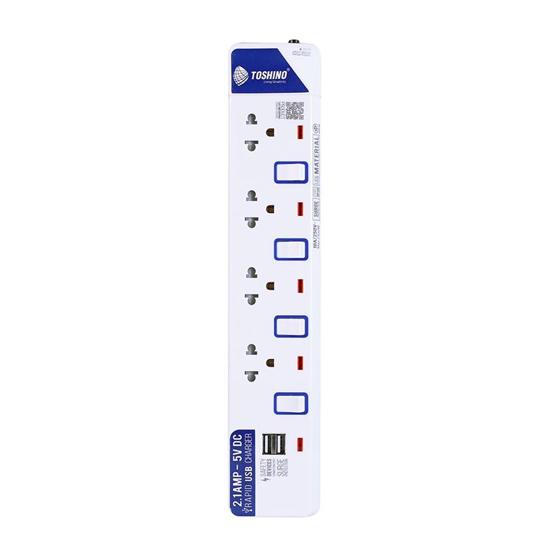 โตชิโน รางปลั๊กไฟ 4 ช่อง 4 สวิตช์ 2 USB 3 เมตร รุ่น ET-914USB