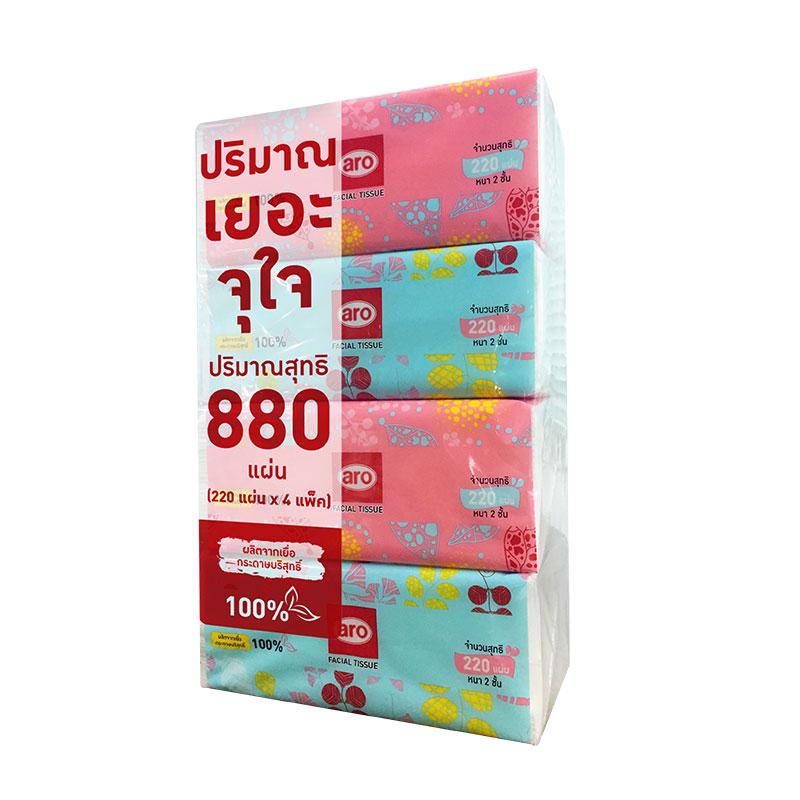 เอโร่ กระดาษเช็ดหน้าซอฟท์ 220 แผ่น x 4