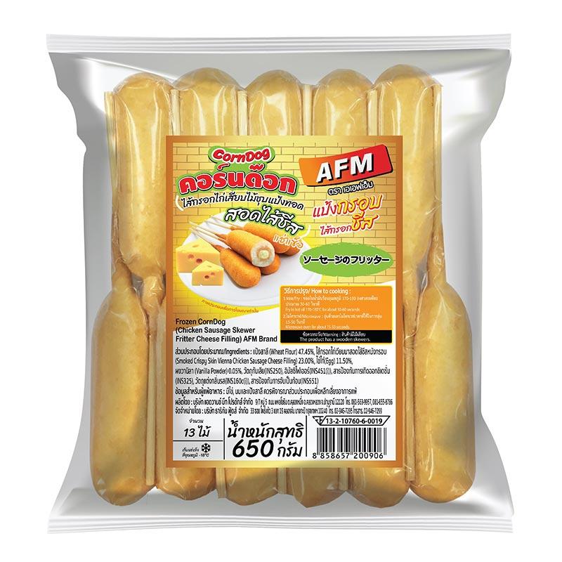 AFM Frozen Corn Dog Chicken Sausage Skewer Fritter Cheese Filling 650 g