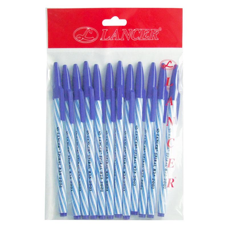 แลนเซอร์ ปากกาปลอก 0.5 มม. รุ่น Spiral 825 หมึกสีน้ำเงิน 12 ด้าม