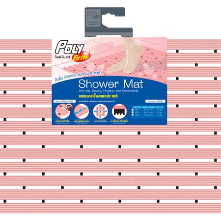 โพลี-ไบรท์ แผ่นรองพื้นอเนกประสงค์ Shower Mat 62 x 45 ซม. สี Clear Rose