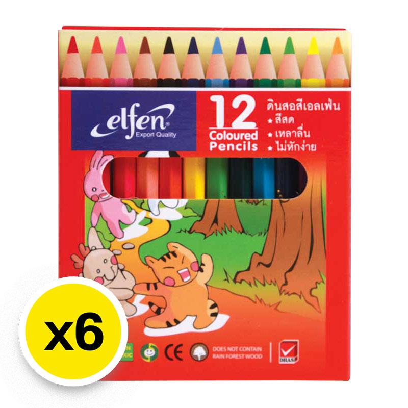 เอลเฟ่น สีไม้สั้น 12 สี x 6