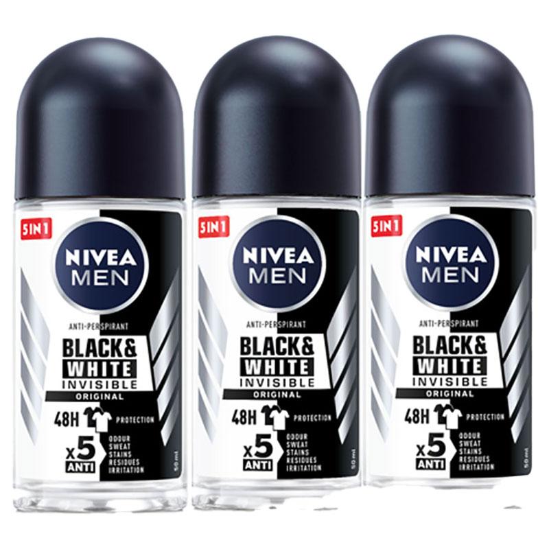 NIVEA Men Black And White Roll-On 50 ml x 3