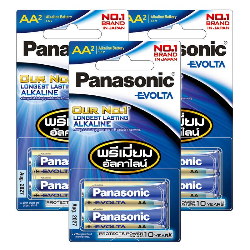 พานาโซนิค ถ่านอัลคาไลน์ อีโวลต้า ขนาด AA รุ่น LR6EG 2 ชิ้น x 3